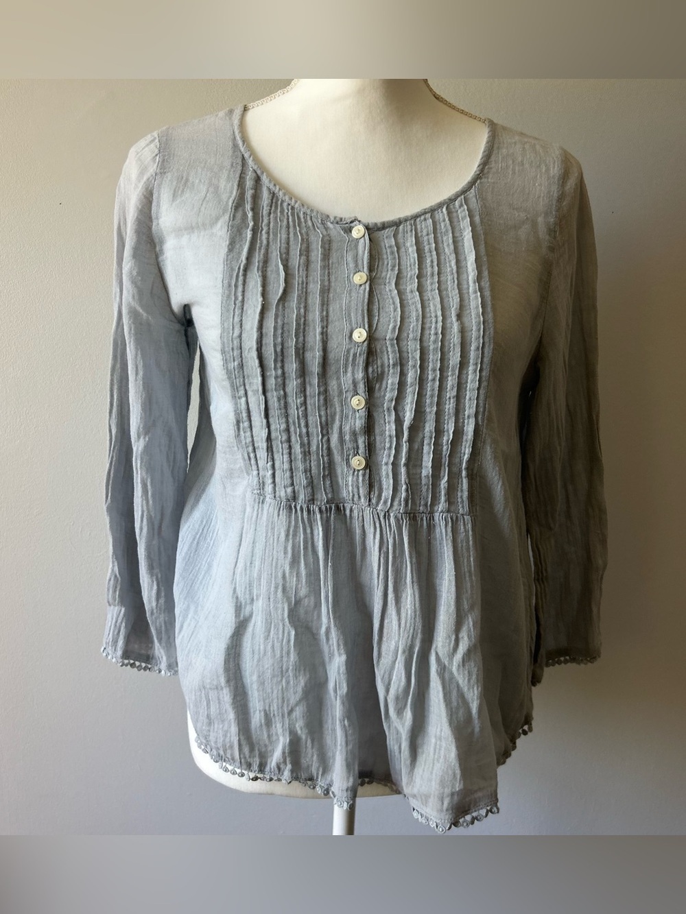 Denim&Supply by Ralph Lauren Cotton Cottagecore Sky Blue Blouse Top Size Small